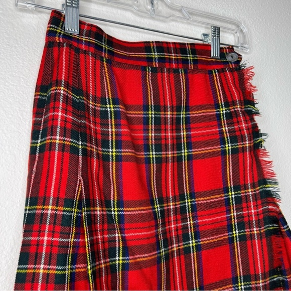 Vintage Florence Walsh Classic Red Scottish Tartan Plaid Wool Pleated Kilt Skirt - Picture 3 of 10